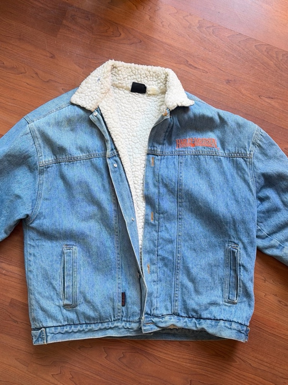 Harley‑Davidson Light Blue Denim Sherpa Jacket with White Lining